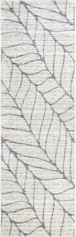 Isolated view of Light Grey Runner Jada Abstract Leaves Rug, showcasing its design