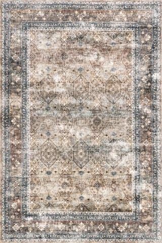 Isolated view of Brown Rectangle Lilou Medallion Washable Rug, showcasing its design