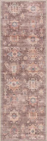 Isolated view of Brown Runner Araya Spill Proof Washable Rug, showcasing its design