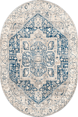 Isolated view of Grey Oval Forever Vintage Rug, showcasing its design