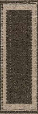 Isolated view of Charcoal Runner Canon Bordered Wool Rug by Nate Berkus, showcasing its design