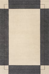 Isolated view of Grey Runner Caligo Mid Century Modern Bordered Rug, showcasing its design