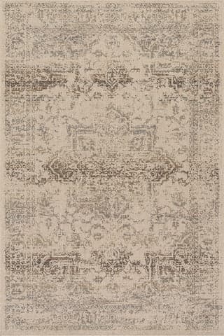 Isolated view of Sand Rectangle Calanthe Traditional Medallion Indoor/Outdoor Rug, showcasing its design