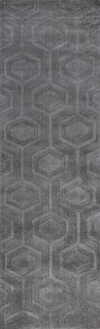 Isolated view of Grey Runner Honeycomb Rug, showcasing its design