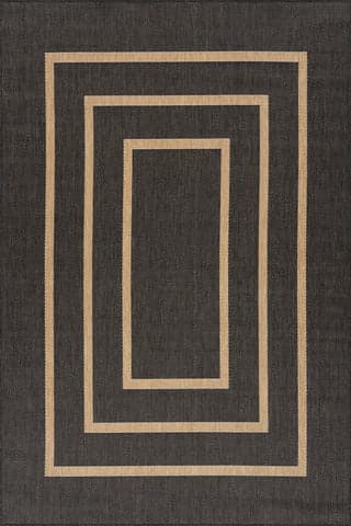 Isolated view of Grey Rectangle Thena Modern Bordered Indoor/Outdoor Rug, showcasing its design