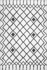 Isolated view of Grey Rectangle Wavy Diamond Lattice Rug, showcasing its design