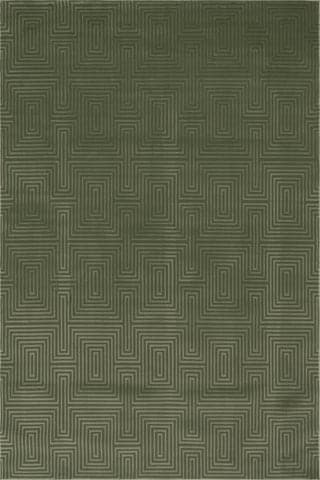 Isolated view of Green Rectangle Triselle Geometric Plush Textured Washable Rug, showcasing its design