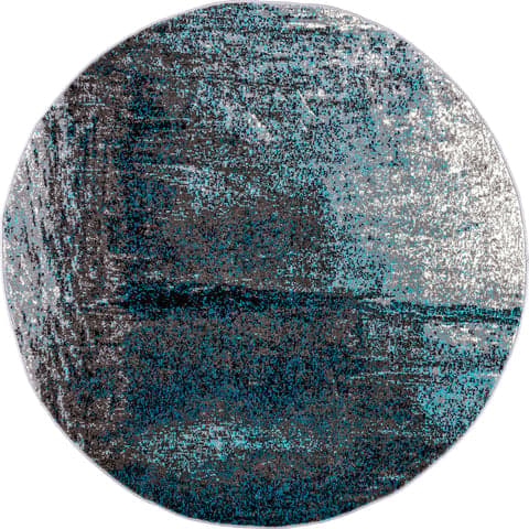 Isolated view of Grey Round Midnight Fog Abstract Rug, showcasing its design