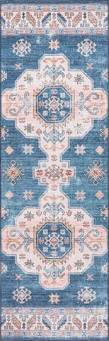 Isolated view of Blue Runner Eboni Traditional Washable Rug, showcasing its design