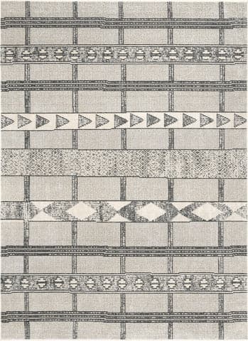 Isolated view of Grey Rectangle Tribal Cross Striped Rug, showcasing its design