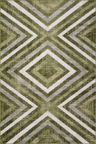 Isolated view of Green Rectangle Reeba Washable Distressed Rug, showcasing its design