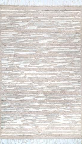 Isolated view of Beige Rectangle Bing Shag Rug, showcasing its design