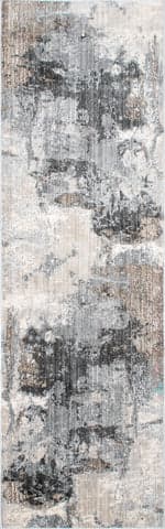 Isolated view of Grey Runner Splattered Abstract Rug, showcasing its design