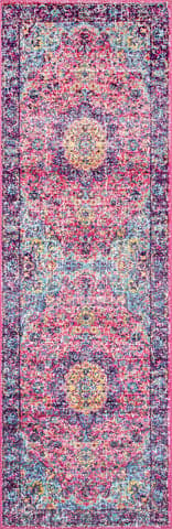 Isolated view of Fuchsia Runner Distressed Persian Rug, showcasing its design