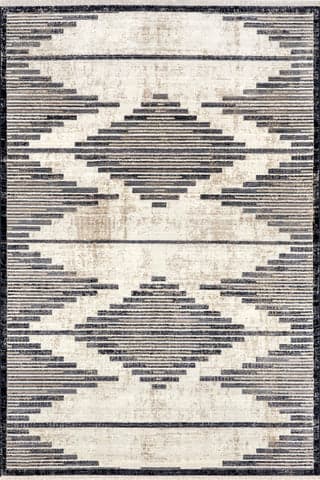 Isolated view of Beige Rectangle Emprezia Striped Bars Rug, showcasing its design