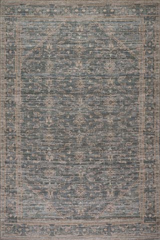 Isolated view of Orange Rectangle Ankhe Traditional Bordered Rug, showcasing its design