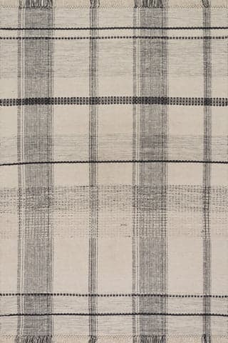 Zole Plaid Handmade Cotton Rug | Ivory