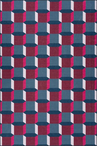 Isolated view of Multicolor Rectangle Prism Weave Checkered Washable Rug, showcasing its design