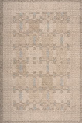 Isolated view of Brown Rectangle Nefe Bordered Washable Rug, showcasing its design