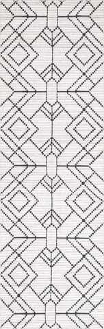 Isolated view of Ivory Runner Roxanne Washable Geometric Rug, showcasing its design