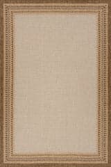 Isolated view of Brown Rectangle Loenya Modern Bordered Indoor/Outdoor Rug, showcasing its design