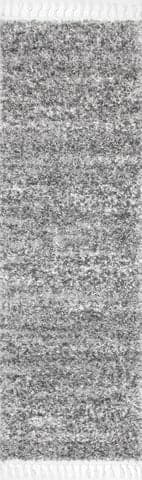 Isolated view of Grey Runner Shaded Shag With Tassels Rug, showcasing its design