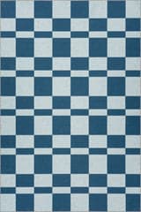 Isolated view of Blue Rectangle Classic Court Checkered Washable Rug, showcasing its design