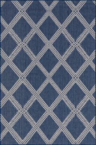 Isolated view of Navy Rectangle Favianna Indoor/Outdoor Trellis Rug, showcasing its design