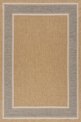 Isolated view of Grey Rectangle Aeli Modern Bordered Indoor/Outdoor Rug, showcasing its design