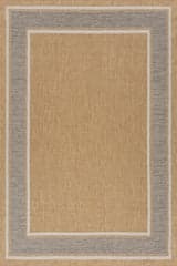 Isolated view of Grey Rectangle Aeli Modern Bordered Indoor/Outdoor Rug, showcasing its design