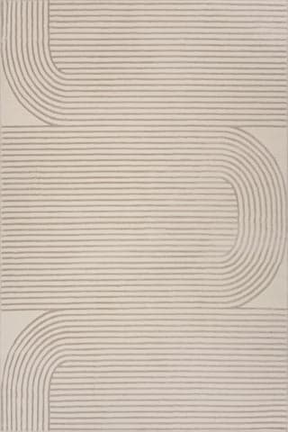 Isolated view of Cream/Grey Rectangle Krina Modern Abstract Plush Textured Washable Rug, showcasing its design