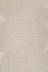 Isolated view of Cream/Grey Rectangle Krina Modern Abstract Plush Textured Washable Rug, showcasing its design