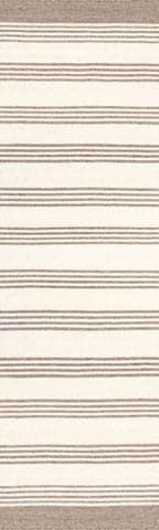 Isolated view of Beige Runner Sage Striped Wool-Blend Rug, showcasing its design