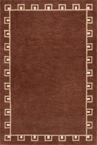 Isolated view of Mahogany Rectangle Yves Bordered Wool Rug by Nate Berkus, showcasing its design