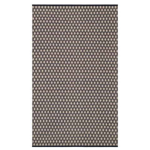 Dainty Diamond Handwoven Cotton Rug | Navy/Ivory