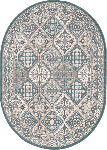 Isolated view of Blue Oval Melange Tiles Rug, showcasing its design