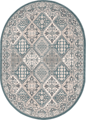 Isolated view of Blue Oval Melange Tiles Rug, showcasing its design