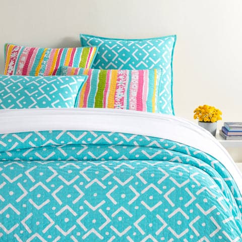 Happy Go Lucky Coverlet | Aqua