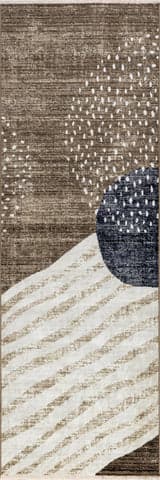 Isolated view of Light Brown Runner Manaslu Sunrise Fringed Rug, showcasing its design