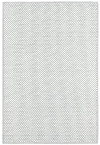 Herringbone Handwoven Indoor/Outdoor Custom Rug | Pearl Grey/White