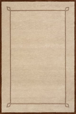 Isolated view of Beige Rectangle Serge Bordered Wool Rug by Nate Berkus, showcasing its design