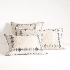 Cross-Stitch Linen Sham | Navy