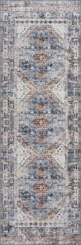 Isolated view of Blue Runner Clarese Oriental and Persian Washable Rug, showcasing its design