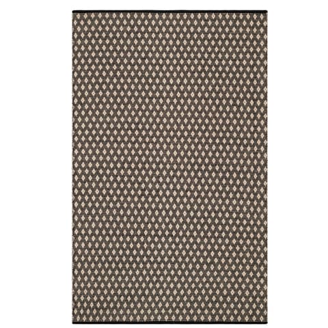 Dainty Diamond Handwoven Cotton Rug | Black/Ivory