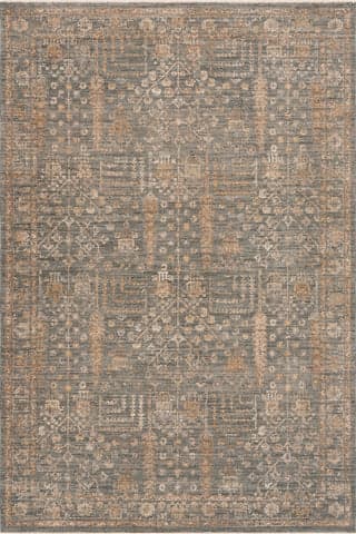 Isolated view of Charcoal Rectangle Veiara Traditional Vintage & Distressed Rug, showcasing its design