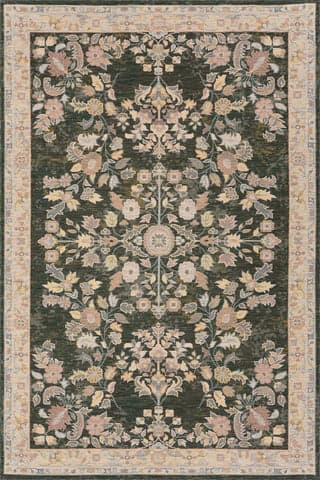 Isolated view of Green Runner Lunaven Traditional Floral Indoor/Outdoor Rug, showcasing its design