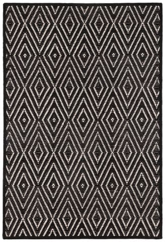 Diamond Handwoven Indoor/Outdoor Rug | Black/Ivory