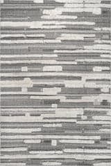 Isolated view of Grey Rectangle Cadence Striped Shags Rug, showcasing its design