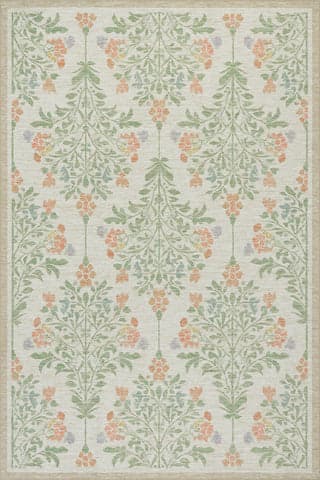 Isolated view of Ivory Rectangle Jilema Floral Transitional Rug, showcasing its design