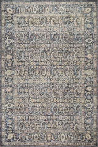 Isolated view of Blue Rectangle Calvaya Traditional Bordered Washable Rug, showcasing its design